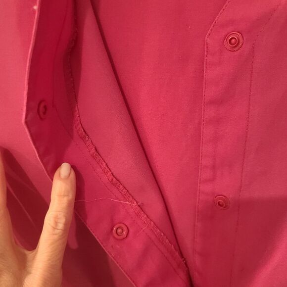 Natural Uniforns Pink Button-Up Women's Scrub Top - Picture 4 of 6